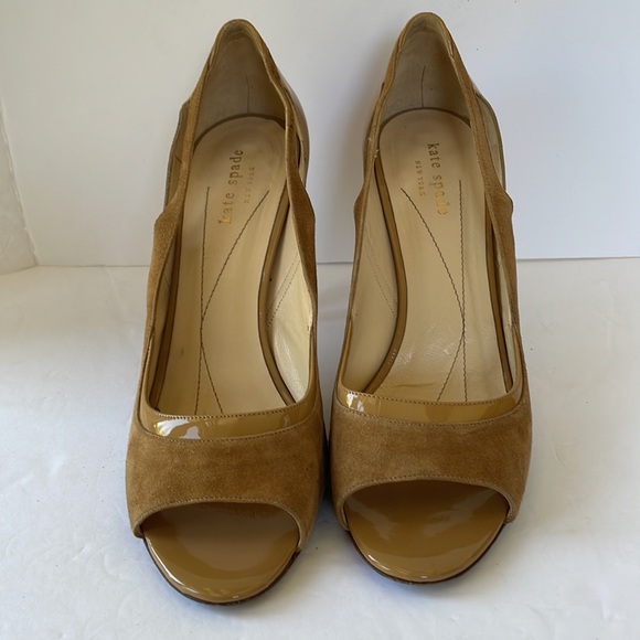 Kate Spade Carmen Peep Toe Suede Leather Pumps - Picture 2 of 9